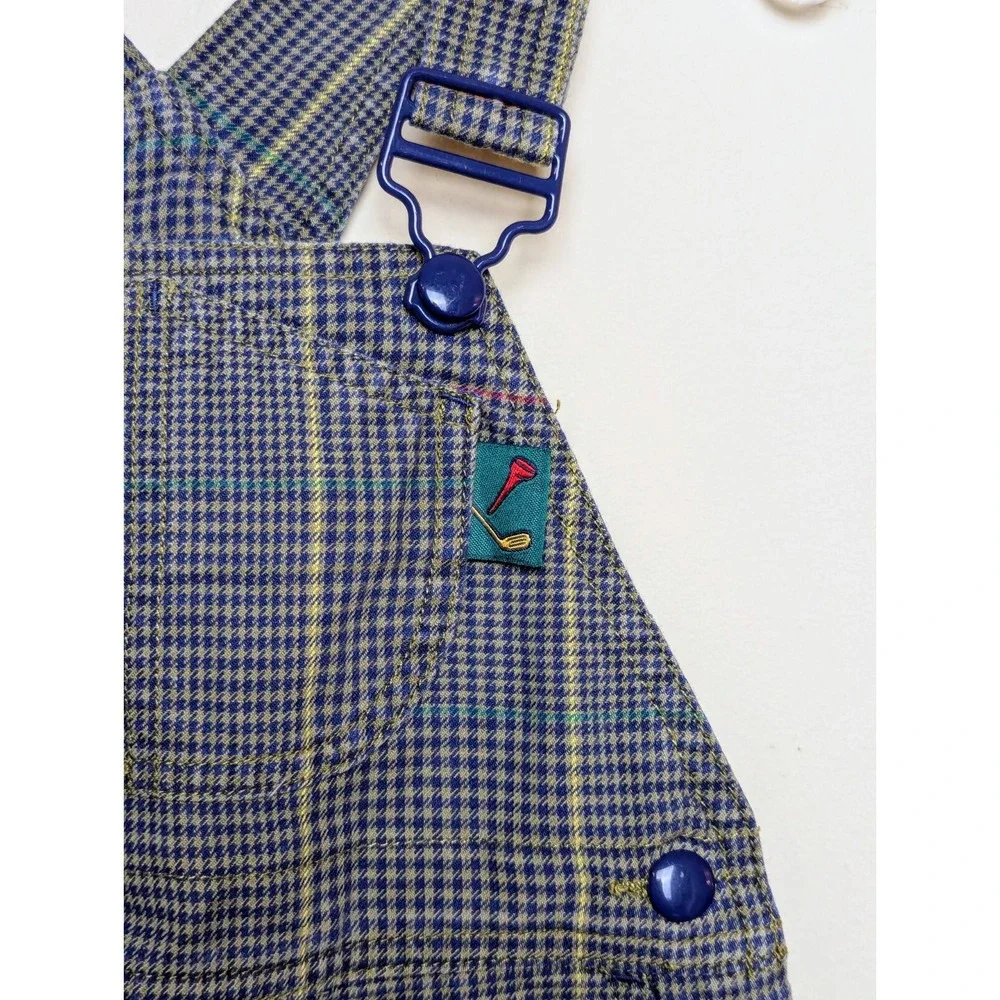 Vintage Gymboree Houndstooth Golf Print Rainbow Tag 90s Overalls X-Small